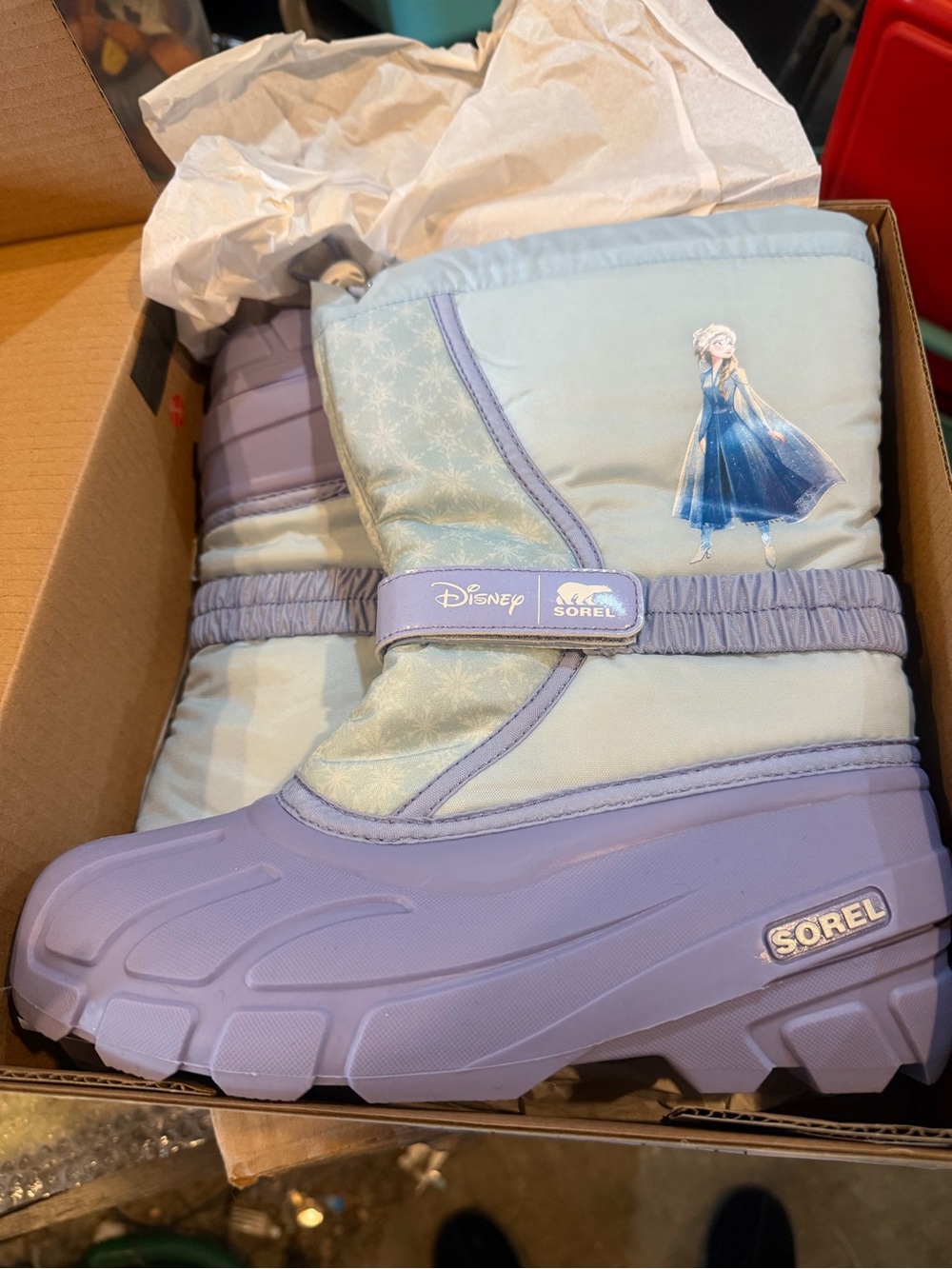 Sorel Kids Disney Elsa Light Blue and Lavender Snow Boots